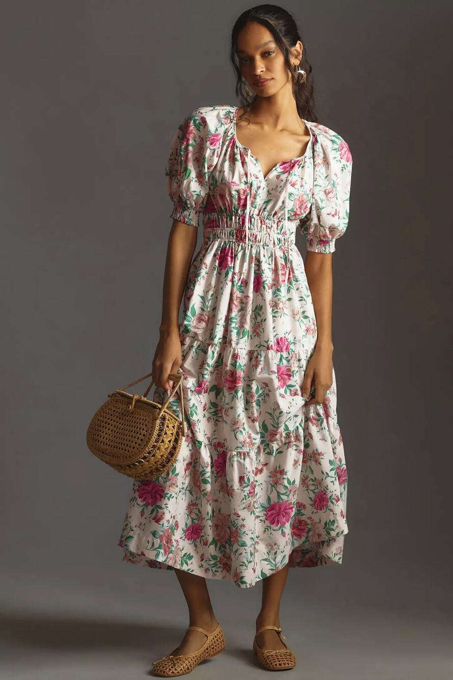 nwt by ANTHROPOLOGIE sz S The Somerset: Puff Sleeve Edition in Floral motif